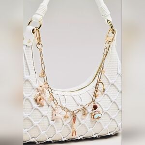 Anthropologie Party Bag Charm Chain Ski Theme NEW Gold Tone